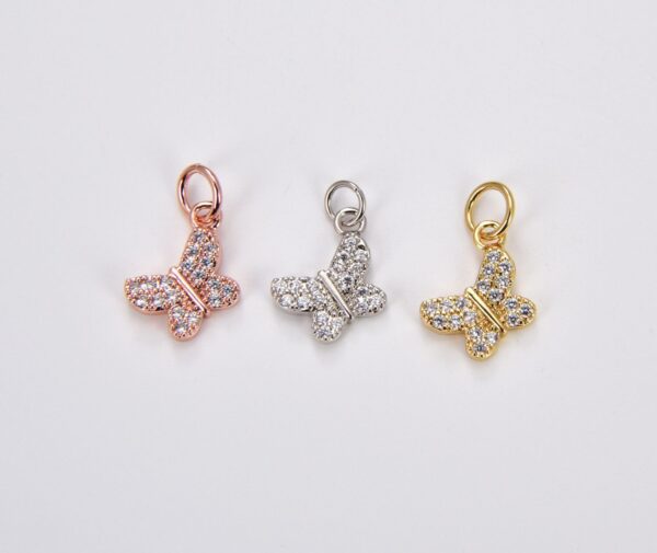 18K Gold Filled Butterfly Charm CZ Micro Pave, Butterfly Pendant, Butterfly Charm for Necklace Bracelet Jewelry Making Supply,18x13mm, CP396