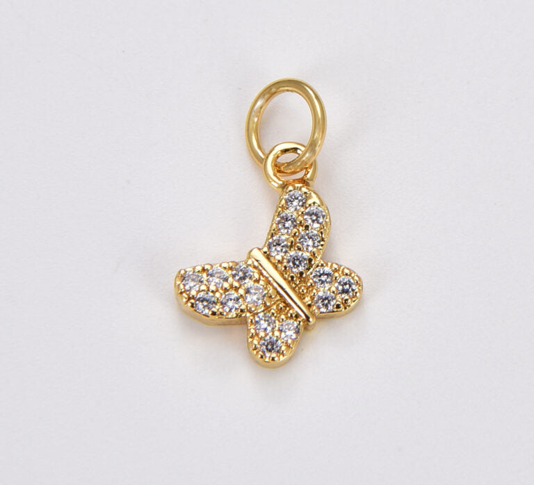 18K Gold Filled Butterfly Charm CZ Micro Pave, Butterfly Pendant, Butterfly Charm for Necklace Bracelet Jewelry Making Supply,18x13mm, CP396