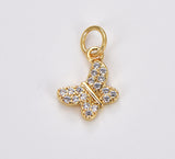18K Gold Filled Butterfly Charm CZ Micro Pave, Butterfly Pendant, Butterfly Charm for Necklace Bracelet Jewelry Making Supply,18x13mm, CP396