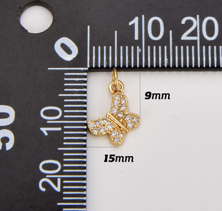 18K Gold Filled Butterfly Charm CZ Micro Pave, Butterfly Pendant, Butterfly Charm for Necklace Bracelet Jewelry Making Supply,18x13mm, CP396