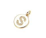 18K Gold Filled Shiny Gold Cubic Zirconia Letter Charm, Initial Monograms Charm, CP403