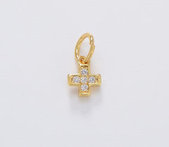 24K Gold Filled Dainty Cross Charm, Small Cross Pendant, Tiny Cross Pendant for Necklace Bracelet Charm Supply Religious Jewelry, CP430