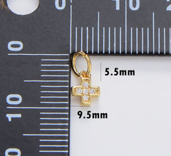 24K Gold Filled Dainty Cross Charm, Small Cross Pendant, Tiny Cross Pendant for Necklace Bracelet Charm Supply Religious Jewelry, CP430