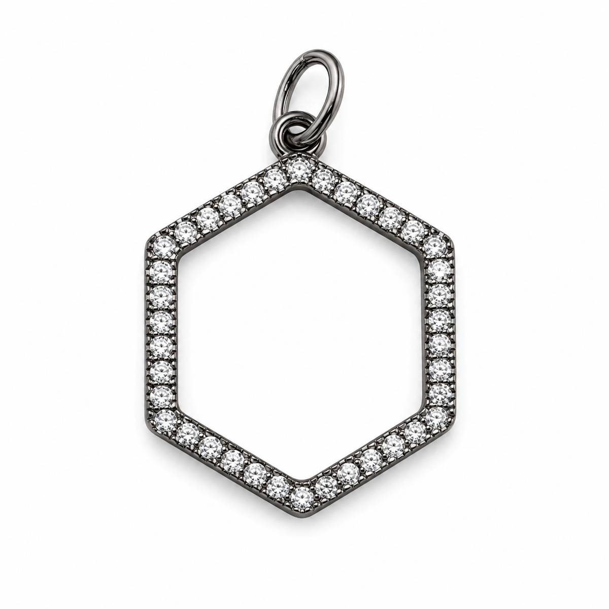 Pave CZ Hexagon Connector, Geometric Hexagon Pendant, Crystal Hexagon Charm, Rhinestone Jewelry Finding, Necklace Bracelet Connector, CP465