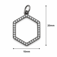 Pave CZ Hexagon Connector, Geometric Hexagon Pendant, Crystal Hexagon Charm, Rhinestone Jewelry Finding, Necklace Bracelet Connector, CP465