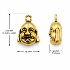 Gold Filled Buddha Head Pendant Charm, Spiritual Lucky Laughing Buddha Jewelry Pendant, Meditation Necklace Bracelet DIY Charm, CP476