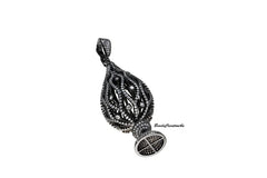 Large Filigree Oval Pendant with Tassel Crown CZ Micro Pave Charm, Tassel Pendant, Tassel Necklace, Cubic Zirconia, 79x27mm, CP505