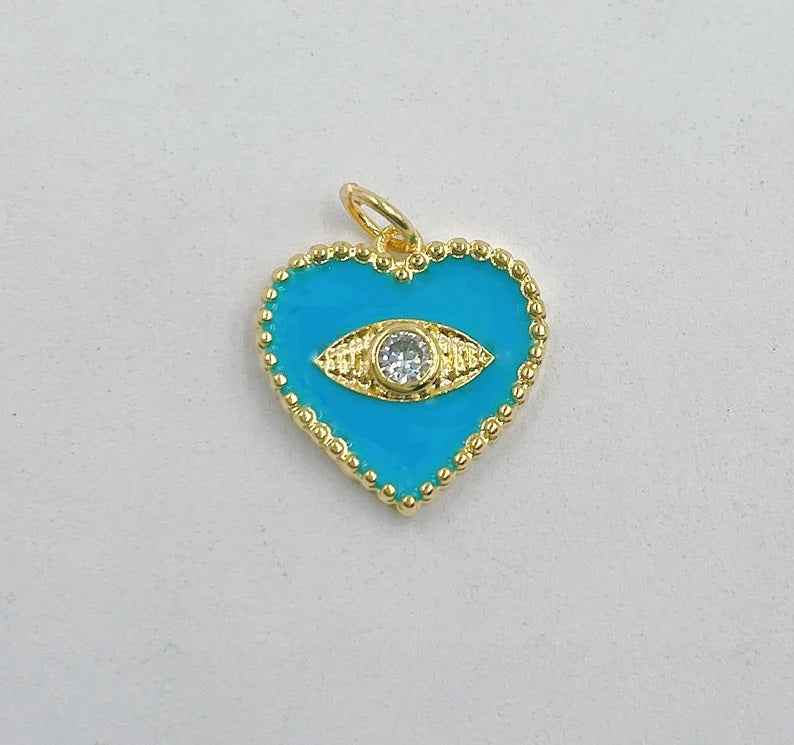 24K Gold Filled Tiny Heart Charm, Over Bras Enamel Heart Pendant, Enamel Connector, Tiny Heart Necklace, Enamel Heart, DIY Jewelry Making, CP514