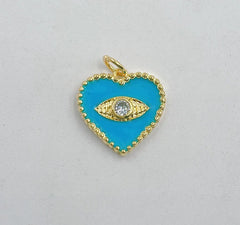 24K Gold Filled Tiny Heart Charm, Over Bras Enamel Heart Pendant, Enamel Connector, Tiny Heart Necklace, Enamel Heart, DIY Jewelry Making, CP514