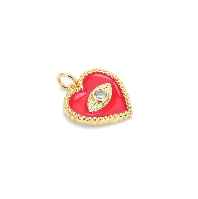 24K Gold Filled Tiny Heart Charm, Over Bras Enamel Heart Pendant, Enamel Connector, Tiny Heart Necklace, Enamel Heart, DIY Jewelry Making, CP514