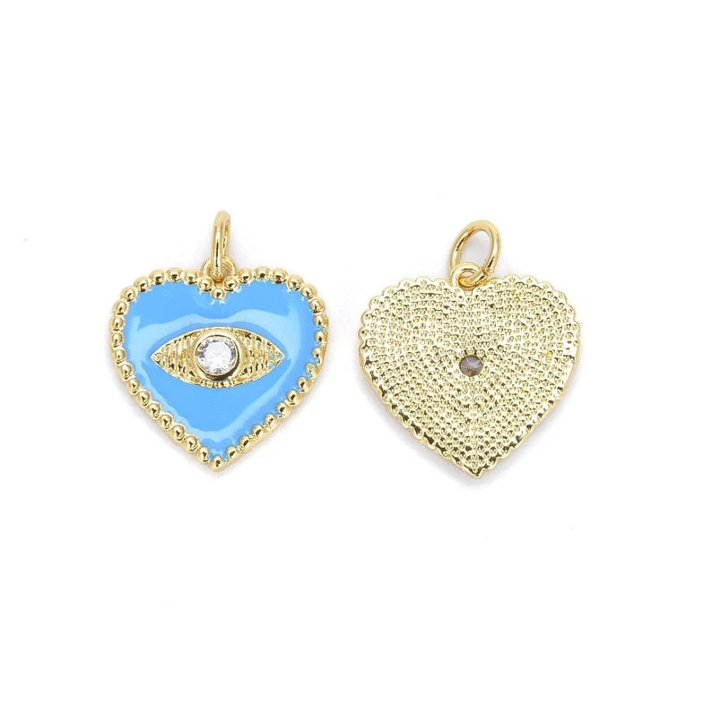 24K Gold Filled Tiny Heart Charm, Over Bras Enamel Heart Pendant, Enamel Connector, Tiny Heart Necklace, Enamel Heart, DIY Jewelry Making, CP514