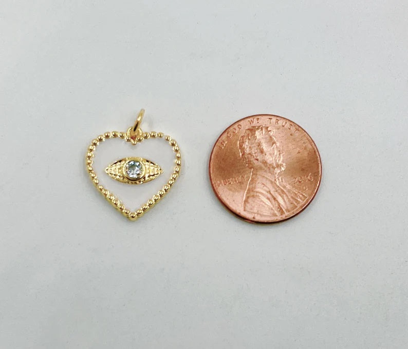 24K Gold Filled Tiny Heart Charm, Over Bras Enamel Heart Pendant, Enamel Connector, Tiny Heart Necklace, Enamel Heart, DIY Jewelry Making, CP514