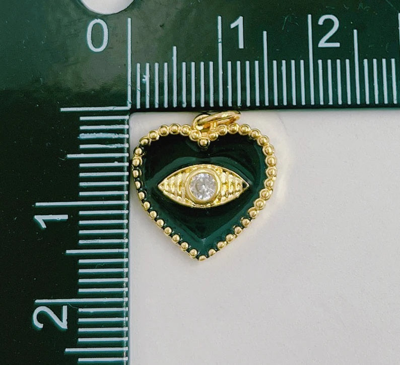 24K Gold Filled Tiny Heart Charm, Over Bras Enamel Heart Pendant, Enamel Connector, Tiny Heart Necklace, Enamel Heart, DIY Jewelry Making, CP514