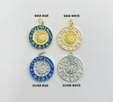 18K Gold Filled Blue Enamel Pendant, Good Fortune Zodiac Charm, CP519