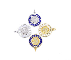 18K Gold Filled Blue Enamel Pendant, Good Fortune Zodiac Charm, CP519