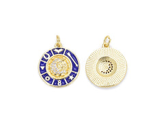 18K Gold Filled Blue Enamel Pendant, Good Fortune Zodiac Charm, CP519