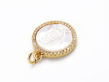 18K Gold Filled Virgin Mary CZ Micro Pave St Benedict Charm, CP525