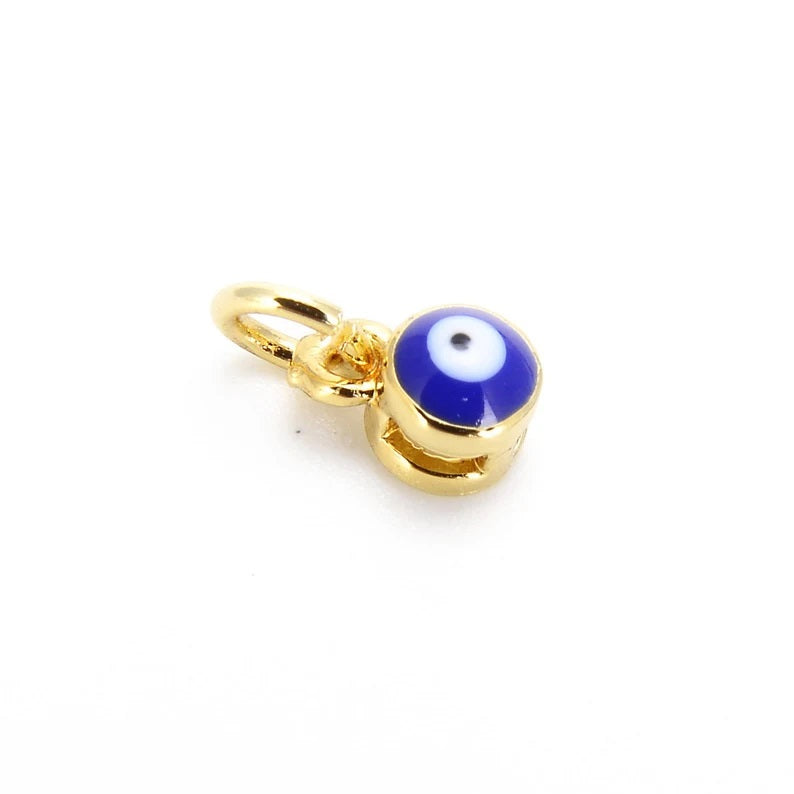 18K Gold Filled Blue Evil Eye Necklace, Evil Eye Charm, Gold Evil Eye, Greek Evil Eye, Pave Evil Eye, Evil Eye Pendant, 4mm, CP529