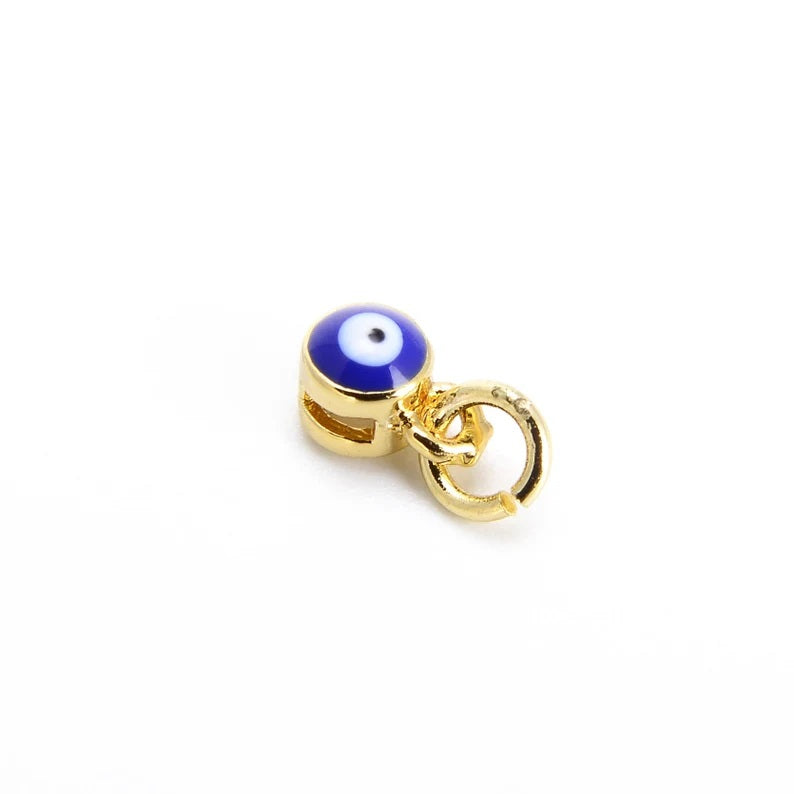 18K Gold Filled Blue Evil Eye Necklace, Evil Eye Charm, Gold Evil Eye, Greek Evil Eye, Pave Evil Eye, Evil Eye Pendant, 4mm, CP529