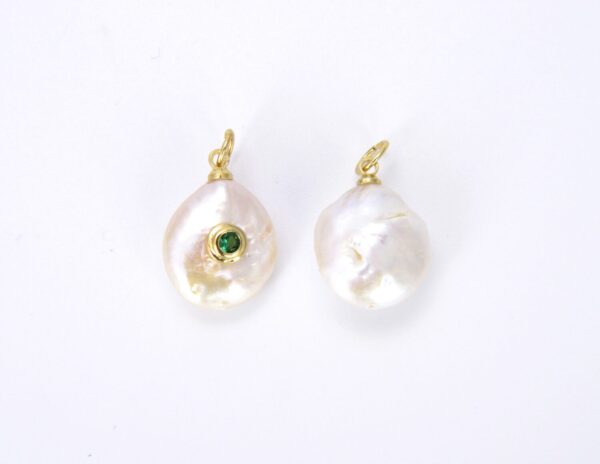 14K Gold Filled Fresh Water Pearl Round Shape Charm Clear CZ, Evil Eye Charm, Gold Evil Eye, Evil Eye Pendant, Jewelry Making 21x13mm, CP543