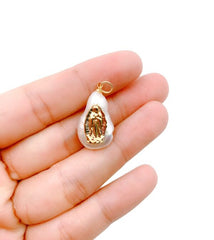 18K Gold Filled Freshwater Pearl Virgin Mary Charm, CP547