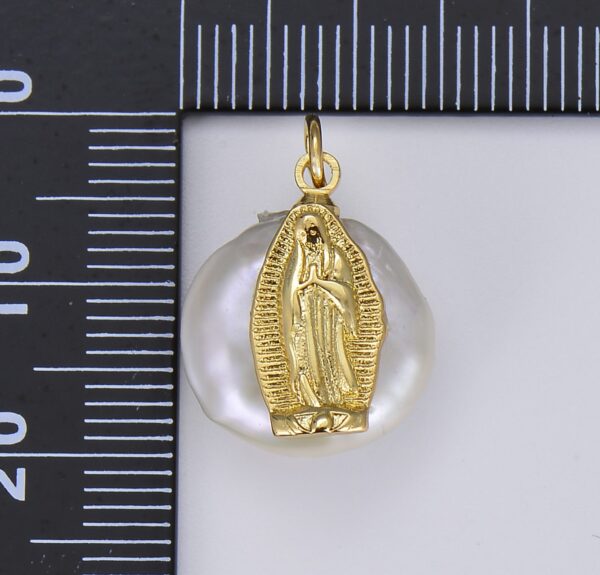 18K Gold Filled Freshwater Pearl Virgin Mary Charm, CP547