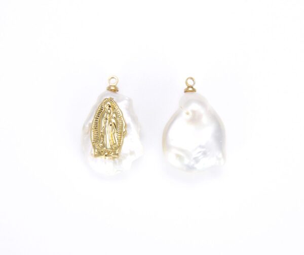 18K Gold Filled Freshwater Pearl Virgin Mary Charm, CP547