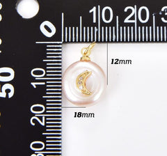 14K Gold Filled Freshwater Pearl Crescent Moon CZ Micro Pave Charm, Pearl Moon Pendant, Moon Charms, Crescent Necklace, 18x12mm, CP548