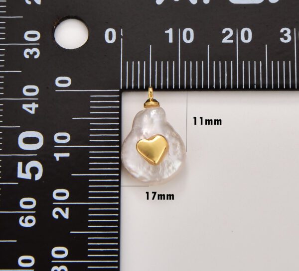 18K Gold Filled Fresh Water Pearl Heart, Pearl Heart Necklace, Heart Shaped Pendant, Micro Pave Heart Charm, DIY, Jewelry Making, 17x11mm, CP553