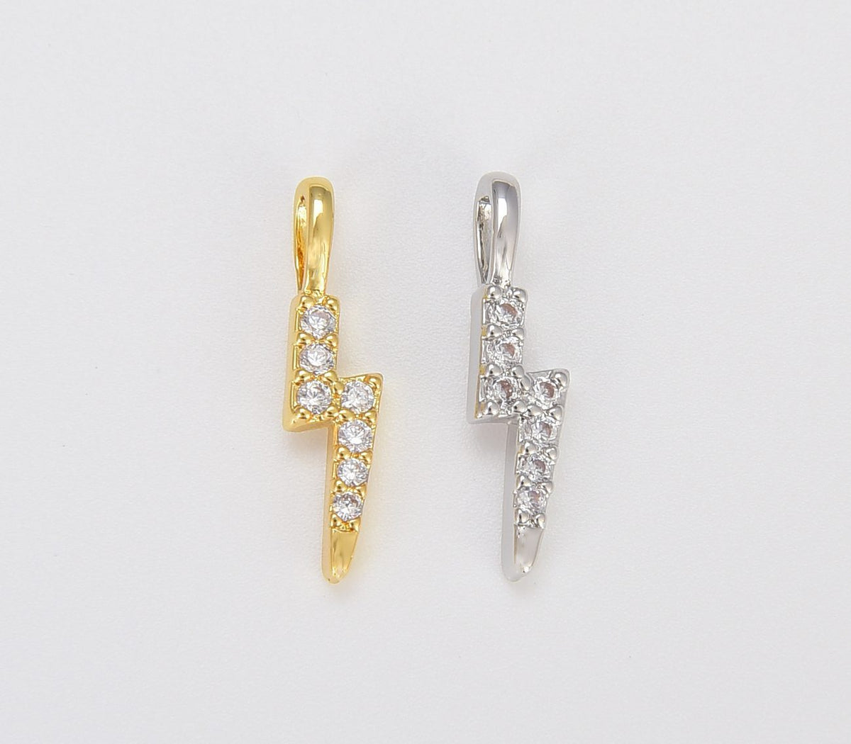 18K Gold Filled Micro Pave Lightning Bolt Charm, CP556A