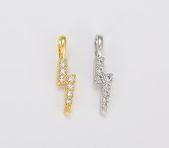 18K Gold Filled Micro Pave Lightning Bolt Charm, CP556A