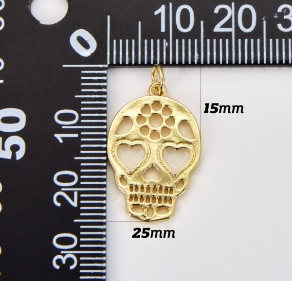 18K Gold Filled Skull Head Charm, Skeleton Charm, Golden Skull, Micro Pave Skull Head, Skull Pendant, DIY, Jewelry Making, 25x15mm, CP560