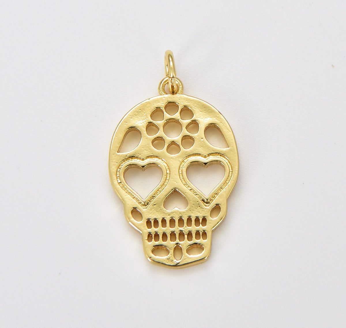 18K Gold Filled Skull Head Charm, Skeleton Charm, Golden Skull, Micro Pave Skull Head, Skull Pendant, DIY, Jewelry Making, 25x15mm, CP560