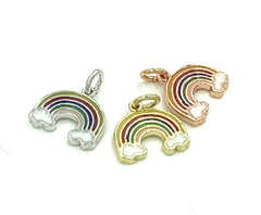 14K Gold Filled Micro Pave Rainbow Charm, Rainbow and Cloud Pendant, Rainbow Charms For Bracelets, 10x10mm, CP562