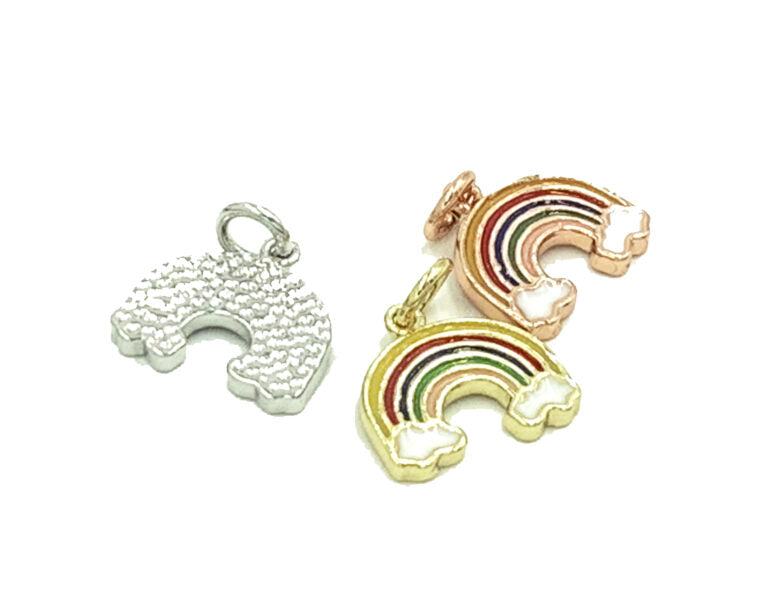 14K Gold Filled Micro Pave Rainbow Charm, Rainbow and Cloud Pendant, Rainbow Charms For Bracelets, 10x10mm, CP562