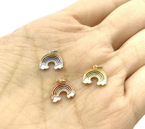 14K Gold Filled Micro Pave Rainbow Charm, Rainbow and Cloud Pendant, Rainbow Charms For Bracelets, 10x10mm, CP562