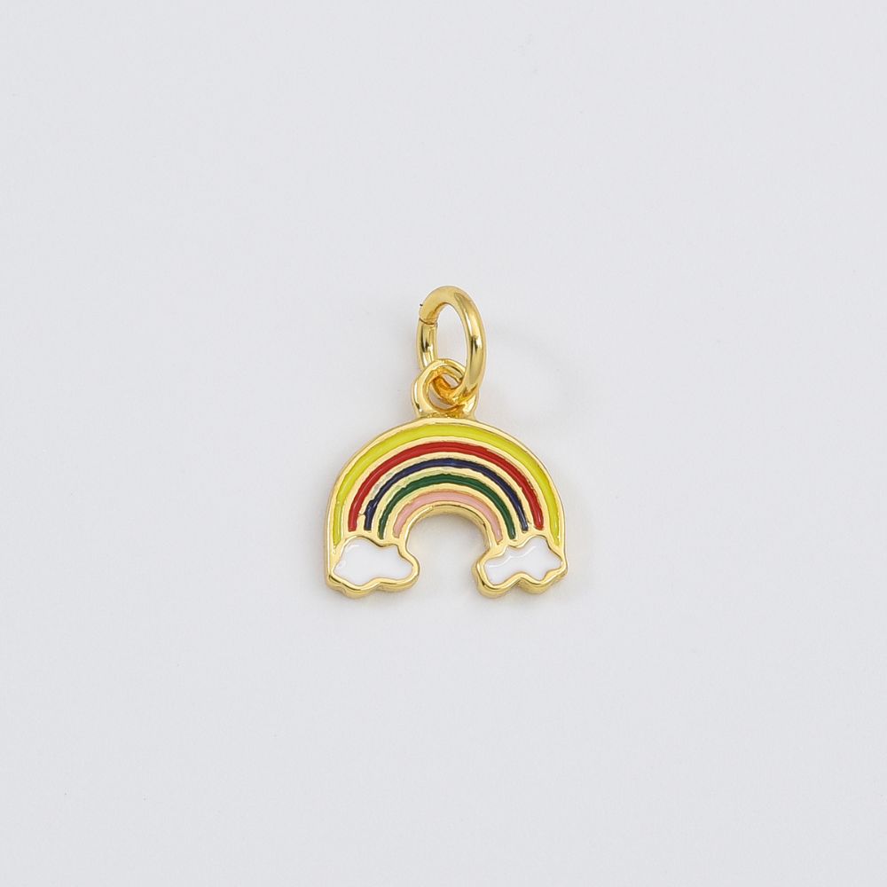 14K Gold Filled Micro Pave Rainbow Charm, Rainbow and Cloud Pendant, Rainbow Charms For Bracelets, 10x10mm, CP562