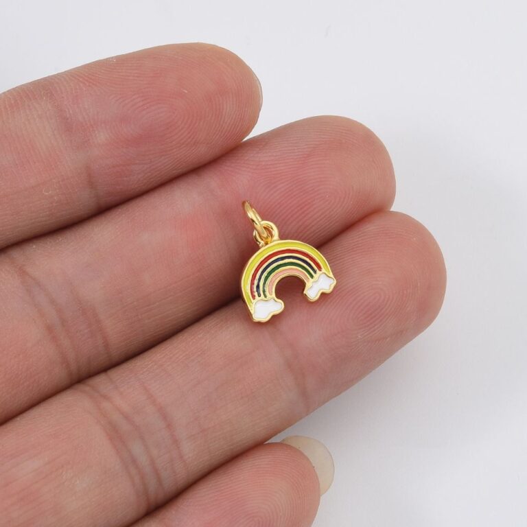 14K Gold Filled Micro Pave Rainbow Charm, Rainbow and Cloud Pendant, Rainbow Charms For Bracelets, 10x10mm, CP562