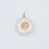 18K Gold Filled Fresh Water Pearl Tree Of Life, Tree Of Life Pendant, Tree Of Life Charms, Family Tree Charm, Good Luck Charm, 16x12mm, CP614