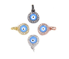 18K Gold Filled Enamel Gold Evil Eye Charm, Eye Charms, Cubic Eye Pendant, Amulet Jewelry, Good Luck Eye, Blue Evil Eye Charm 14x19mm, CP623