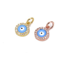 18K Gold Filled Enamel Gold Evil Eye Charm, Eye Charms, Cubic Eye Pendant, Amulet Jewelry, Good Luck Eye, Blue Evil Eye Charm 14x19mm, CP623