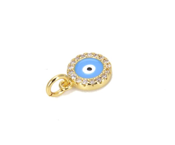 18K Gold Filled Enamel Gold Evil Eye Charm, Eye Charms, Cubic Eye Pendant, Amulet Jewelry, Good Luck Eye, Blue Evil Eye Charm 14x19mm, CP623