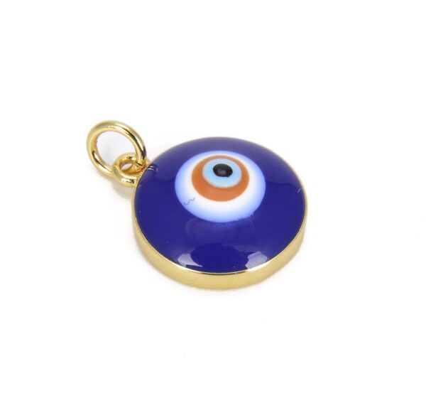 14K Gold Filled Blue Evil Eye, Evil Eye Charm, Gold Evil Eye, Blue Evil Eye Charms, Evil Eye Necklace, Evil Eye Bracelet, Gold Evil Eye, 19x13mm, CP624