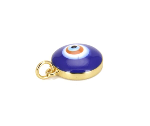 14K Gold Filled Blue Evil Eye, Evil Eye Charm, Gold Evil Eye, Blue Evil Eye Charms, Evil Eye Necklace, Evil Eye Bracelet, Gold Evil Eye, 19x13mm, CP624