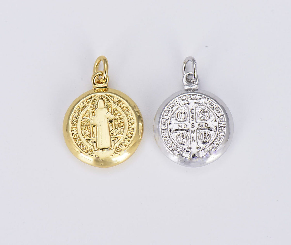 14K Gold Filled Cubic Zirconia Micro Pave St. Benedict Charm, CP630