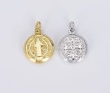 14K Gold Filled Cubic Zirconia Micro Pave St. Benedict Charm, CP630