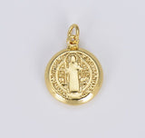 14K Gold Filled Cubic Zirconia Micro Pave St. Benedict Charm, CP630