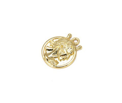 22K Gold Filled Greek Coin Charm Pendant, Silver, Greek Coins, Spanish Coins, Ancient Roman Coin, Medallion 18x15mm, CP631