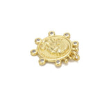 18K Gold Filled CZ Micro Pave Ancient Coin Pendant, Gold Coin Charm/Pendant, Medallion Necklace, Gold Medallion Necklace, Ancient Coin, 20x22mm, CP632