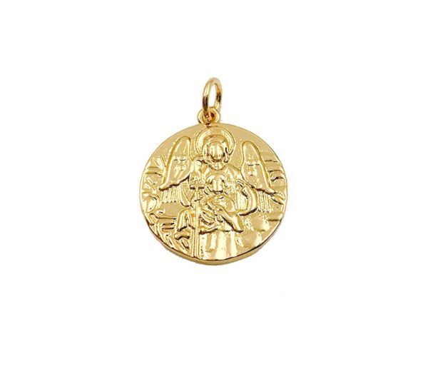 24K Gold Filled Christ with Angel Charm Pendant, Divine Mercy with Angels, Holy Christian Amulet, Jesus Christ Charms, 17mm, CP633